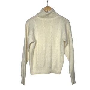 Vintage Lambs wool and Rabbit Hair Lord And Taylor Cream Cable Knit Sweater Sz M